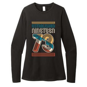 Retro Established Nineteen 73 1973 50th Birthday Womens CVC Long Sleeve Shirt