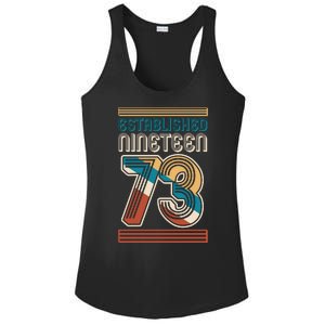 Retro Established Nineteen 73 1973 50th Birthday Ladies PosiCharge Competitor Racerback Tank