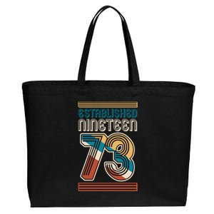 Retro Established Nineteen 73 1973 50th Birthday Cotton Canvas Jumbo Tote