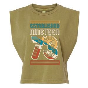 Retro Established Nineteen 73 1973 50th Birthday Garment-Dyed Women's Muscle Tee