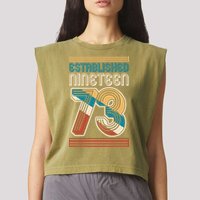 Retro Established Nineteen 73 1973 50th Birthday Garment-Dyed Women's Muscle Tee