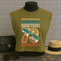Retro Established Nineteen 73 1973 50th Birthday Garment-Dyed Women's Muscle Tee