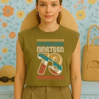 Retro Established Nineteen 73 1973 50th Birthday Garment-Dyed Women's Muscle Tee