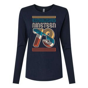 Retro Established Nineteen 73 1973 50th Birthday Womens Cotton Relaxed Long Sleeve T-Shirt