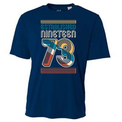 Retro Established Nineteen 73 1973 50th Birthday Cooling Performance Crew T-Shirt