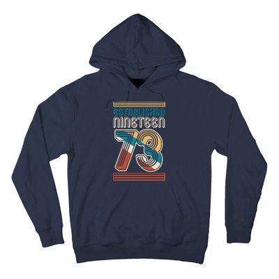 Retro Established Nineteen 73 1973 50th Birthday Hoodie