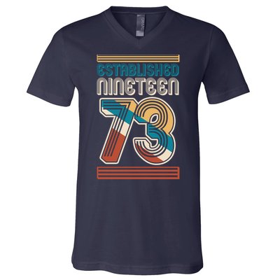 Retro Established Nineteen 73 1973 50th Birthday V-Neck T-Shirt