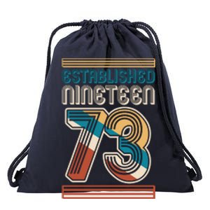 Retro Established Nineteen 73 1973 50th Birthday Drawstring Bag