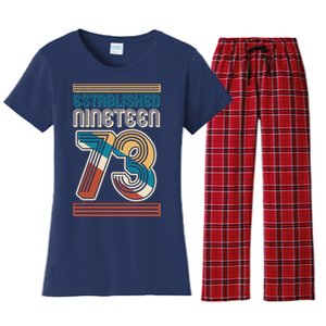 Retro Established Nineteen 73 1973 50th Birthday Women's Flannel Pajama Set