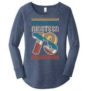 Retro Established Nineteen 73 1973 50th Birthday Women's Perfect Tri Tunic Long Sleeve Shirt