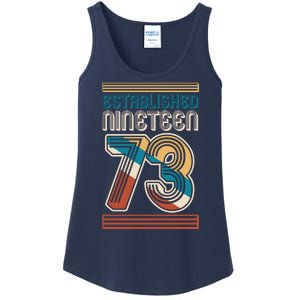 Retro Established Nineteen 73 1973 50th Birthday Ladies Essential Tank