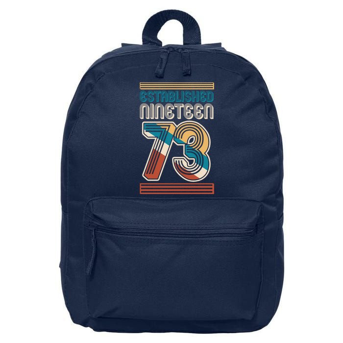 Retro Established Nineteen 73 1973 50th Birthday 16 in Basic Backpack