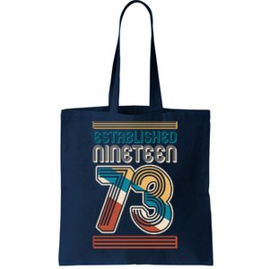 Retro Established Nineteen 73 1973 50th Birthday Tote Bag