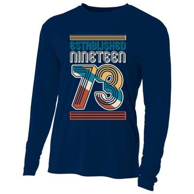 Retro Established Nineteen 73 1973 50th Birthday Cooling Performance Long Sleeve Crew
