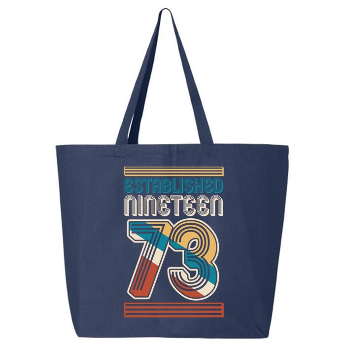 Retro Established Nineteen 73 1973 50th Birthday 25L Jumbo Tote