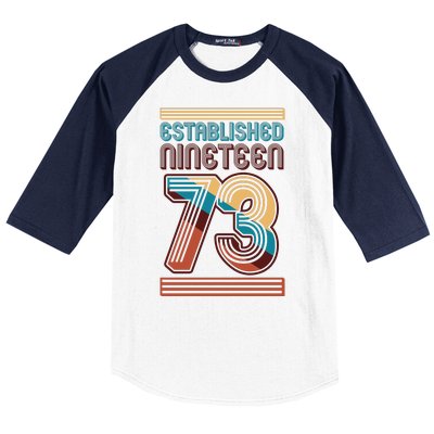 Retro Established Nineteen 73 1973 50th Birthday Baseball Sleeve Shirt