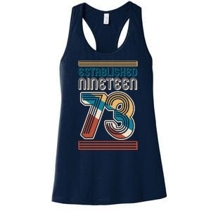 Retro Established Nineteen 73 1973 50th Birthday Women's Racerback Tank