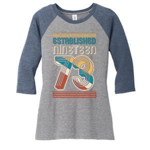 Retro Established Nineteen 73 1973 50th Birthday Women's Tri-Blend 3/4-Sleeve Raglan Shirt