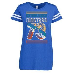 Retro Established Nineteen 73 1973 50th Birthday Enza Ladies Jersey Football T-Shirt