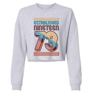 Retro Established Nineteen 73 1973 50th Birthday Cropped Pullover Crew