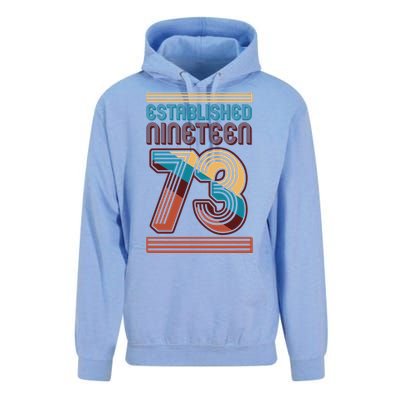 Retro Established Nineteen 73 1973 50th Birthday Unisex Surf Hoodie