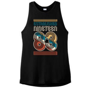 Retro Established Nineteen 83 1983 40th Birthday Ladies PosiCharge Tri-Blend Wicking Tank