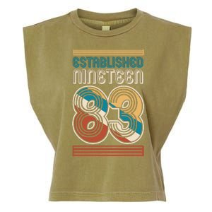 Retro Established Nineteen 83 1983 40th Birthday Garment-Dyed Women's Muscle Tee