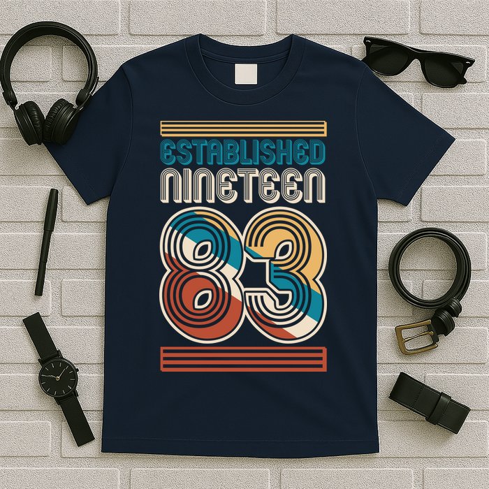 Retro Established Nineteen 83 1983 40th Birthday T-Shirt