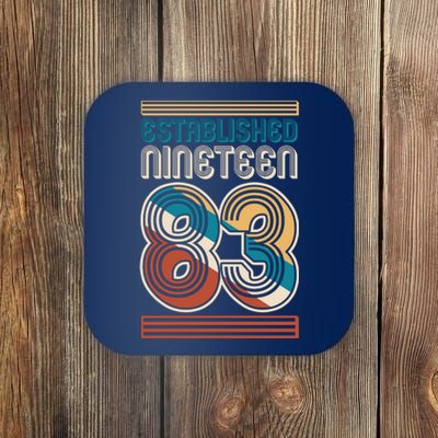 Retro Established Nineteen 83 1983 40th Birthday Coaster