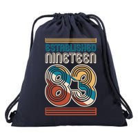 Retro Established Nineteen 83 1983 40th Birthday Drawstring Bag