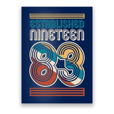 Retro Established Nineteen 83 1983 40th Birthday Poster