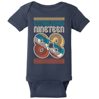Retro Established Nineteen 83 1983 40th Birthday Baby Bodysuit
