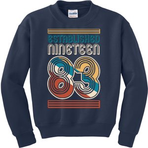 Retro Established Nineteen 83 1983 40th Birthday Kids Sweatshirt