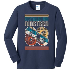 Retro Established Nineteen 83 1983 40th Birthday Kids Long Sleeve Shirt