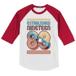 Retro Established Nineteen 83 1983 40th Birthday Kids Colorblock Raglan Jersey