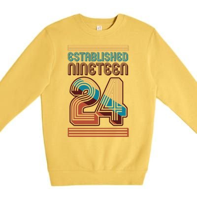 Retro Established Nineteen 24 1924 100th Birthday Premium Crewneck Sweatshirt