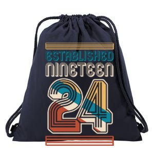 Retro Established Nineteen 24 1924 100th Birthday Drawstring Bag