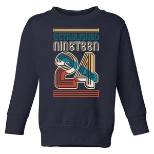 Retro Established Nineteen 24 1924 100th Birthday Toddler Sweatshirt