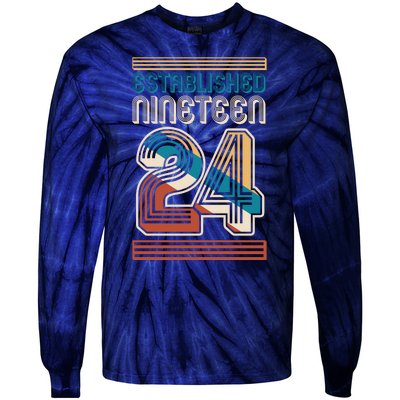 Retro Established Nineteen 24 1924 100th Birthday Tie-Dye Long Sleeve Shirt