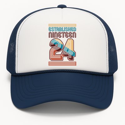 Retro Established Nineteen 24 1924 100th Birthday Trucker Hat