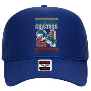 Retro Established Nineteen 24 1924 100th Birthday High Crown Mesh Back Trucker Hat