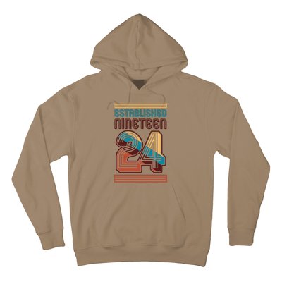 Retro Established Nineteen 24 1924 100th Birthday Hoodie