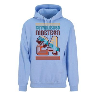 Retro Established Nineteen 24 1924 100th Birthday Unisex Surf Hoodie