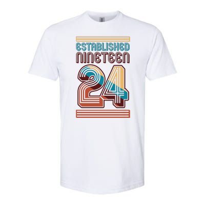 Retro Established Nineteen 24 1924 100th Birthday Softstyle CVC T-Shirt