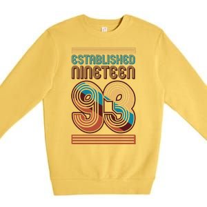 Retro Established Nineteen 93 1993 30th Birthday Premium Crewneck Sweatshirt