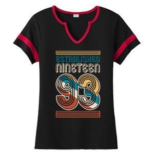 Retro Established Nineteen 93 1993 30th Birthday Ladies Halftime Notch Neck Tee