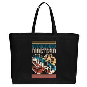 Retro Established Nineteen 93 1993 30th Birthday Cotton Canvas Jumbo Tote