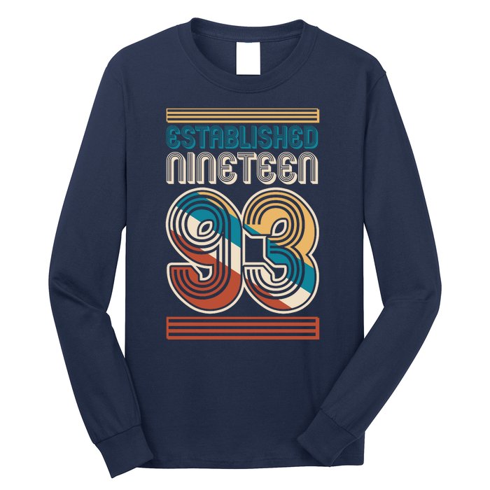 Retro Established Nineteen 93 1993 30th Birthday Long Sleeve Shirt