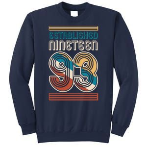 Retro Established Nineteen 93 1993 30th Birthday Sweatshirt