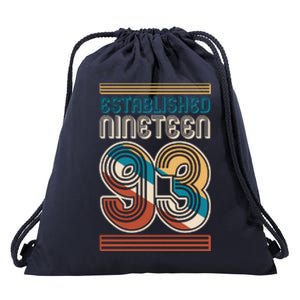 Retro Established Nineteen 93 1993 30th Birthday Drawstring Bag